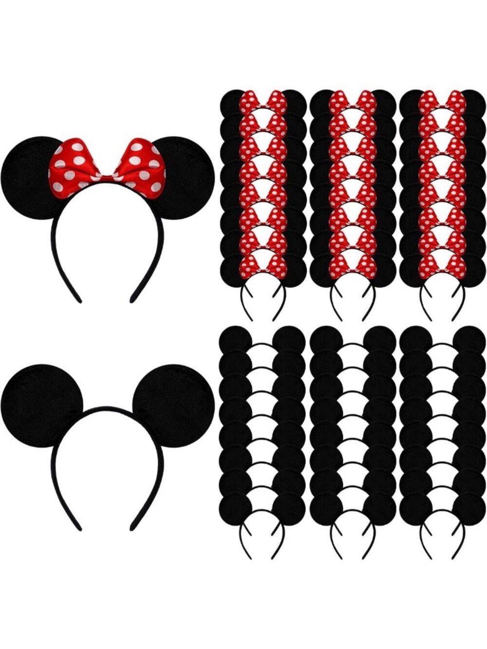 50 Mouse Ears Headbands - Perfect for Birthday Parties, Costume Play